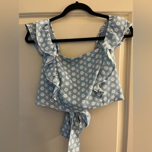 BCBG BLUE RUFFLE TIE